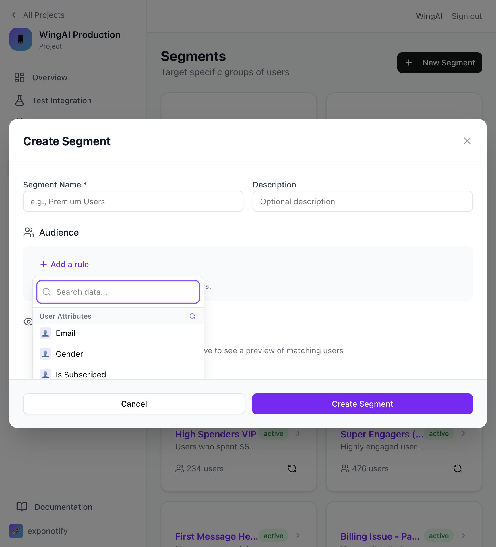 Segment Filter Builder